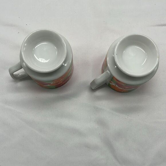 Pair of Vintage Bright Floral Footed Mugs - Picture 4 of 6
